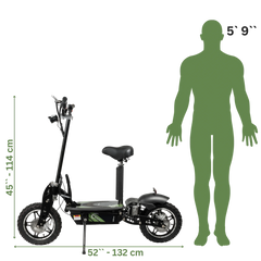 ROSSO COBRA OUTDOOR STAND-UP ELECTRIC SCOOTER GREEN WITH SEAT, FOLDABLE