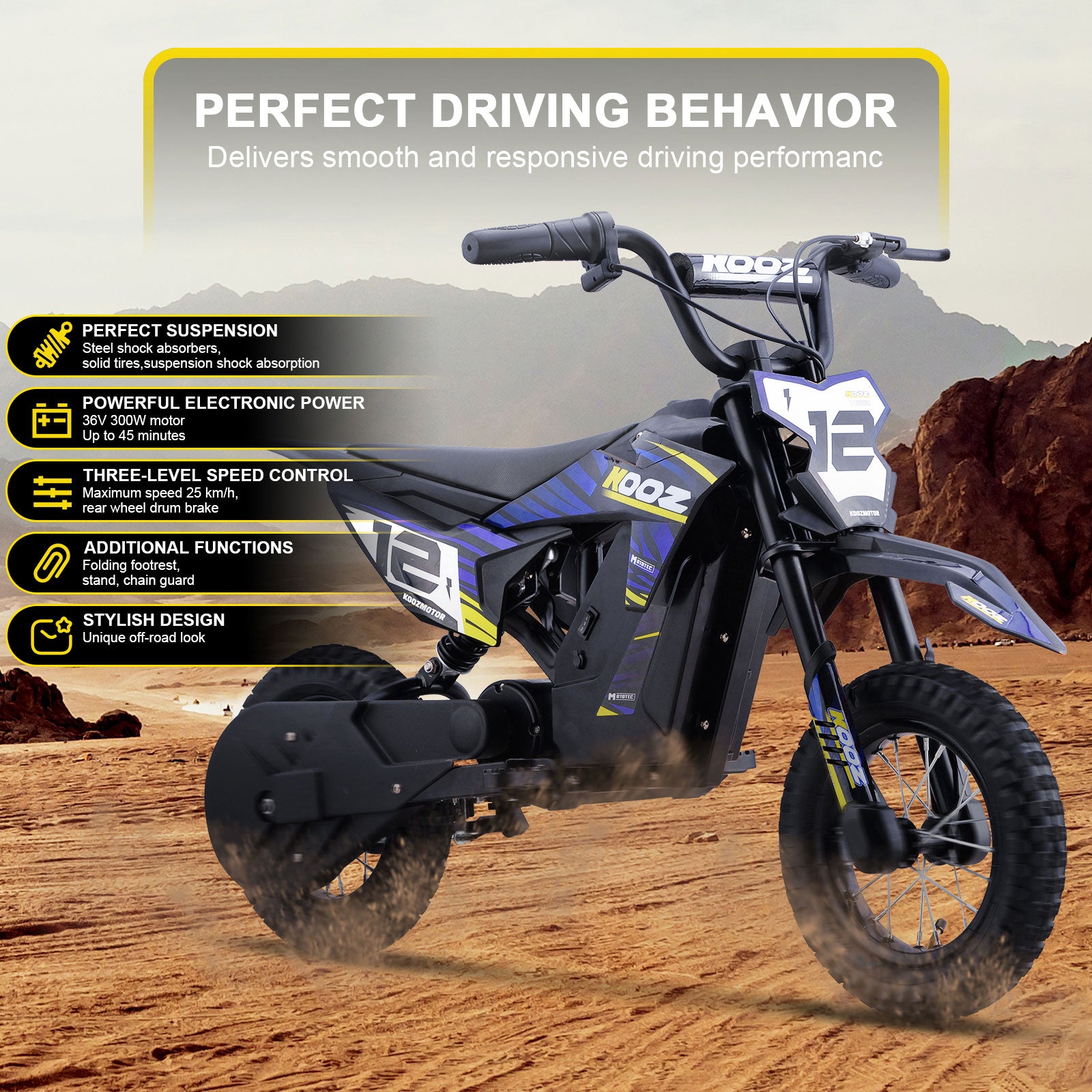 MotoTec 36v 300w (HP122E) Electric Dirt Bike