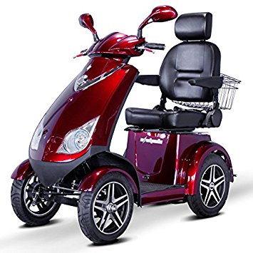 4 wheel heavy duty 500lbs wt capacity scooter with electromagnetic brakes red ewheels