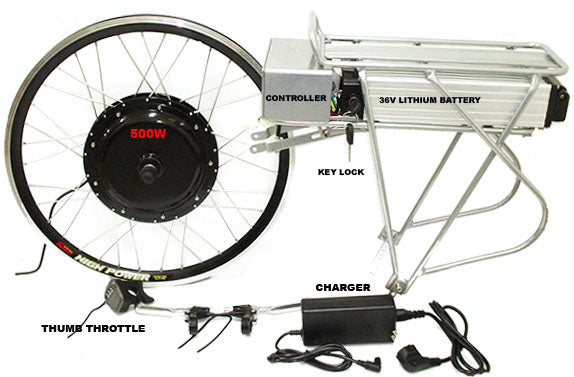 E-Ped 500W 36v 12ah SLA or Li Brushless Electric Hub Motor Kit