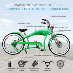 Tracer Twenty5 DS 500W 26" Dual Springer Cruiser E-Bikes