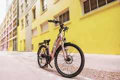 GIO STORM ELECTRIC BIKE ROSE GOLD WITH INTEGRATED SAMSUNG BATTERY