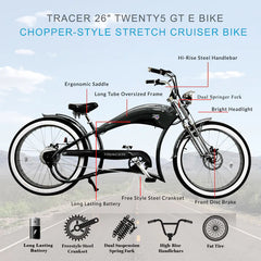 Tracer Twenty5 DS 500W 26" Dual Springer Cruiser E-Bikes