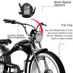 Tracer Twenty5 GT 500W 26" Chopper Cruiser E-Bikes