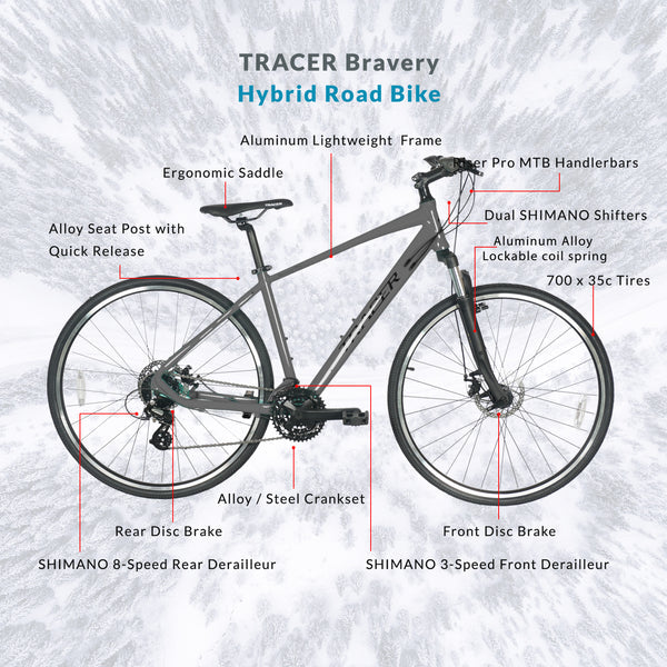 Tracer Bravery DX 24-Speed Hybrid Bikes