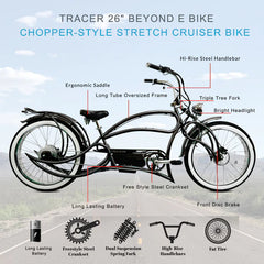 Tracer Beyond Pro 26'' Classic Stretch Chopper EBike