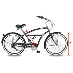 Tracer TAHA 26" Beach Cruiser Bikes 1 & 7 Speed for Men