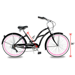 Tracer TAHA 26" Beach Cruiser Bikes 1 & 7 Speed for Women