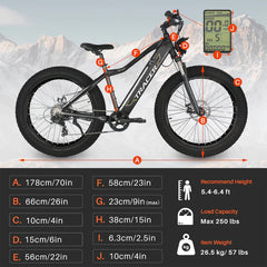 Tracer Tacoma 26" 7 Speed Electric Fat Tire Bike w/ Dual Suspensions.