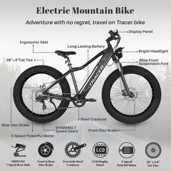 Tracer Tacoma 26" 7 Speed Electric Fat Tire Bike w/ Dual Suspensions.