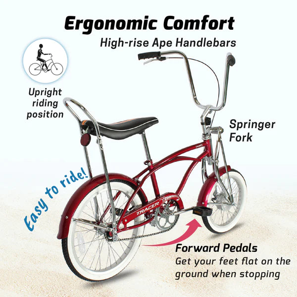 Tracer Smart Classic lowrider Beach Cruiser Bike Single Speed Epic Wheelz