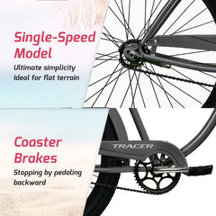 Tracer AVERA-M 26" Beach Cruiser Bikes Single Speed for Men.