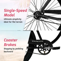 Tracer AVERA-M 26" Beach Cruiser Bikes Single Speed for Men.