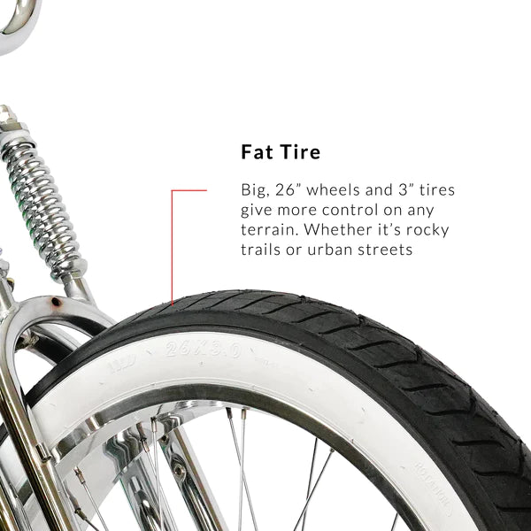 fat tire lowrider bicycle Tracer Master DS 26" Dual Springer Chopper Stretch Beach Cruiser Bike Matte Black