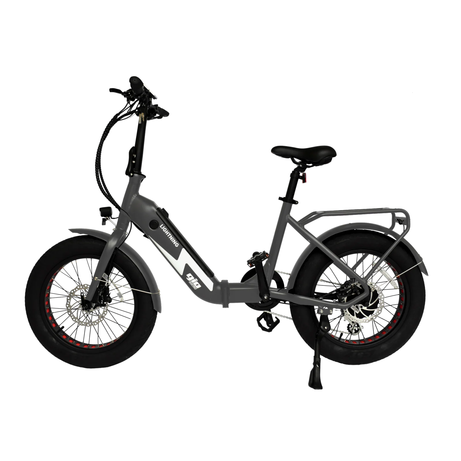 GIO LIGHTNING FOLDING ELECTRIC BIKE GRAY WITH FAT TIRES