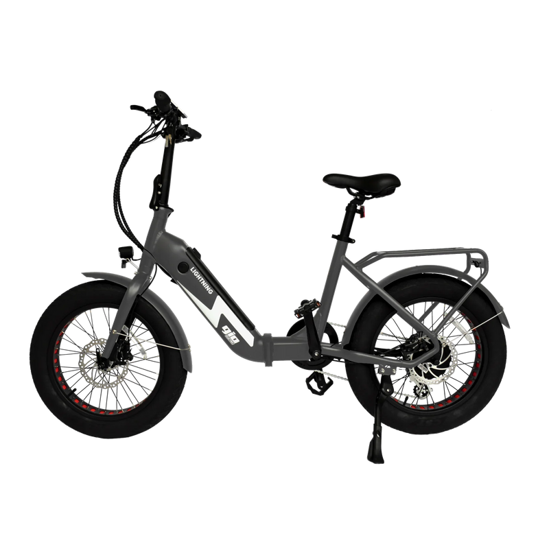 GIO LIGHTNING FOLDING ELECTRIC BIKE GRAY WITH FAT TIRES