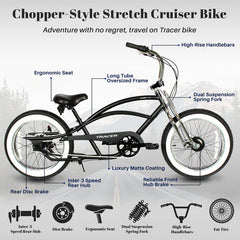 Tracer Master 3i 20'' Internal 3-Speed Chopper Style Cruiser Bike
