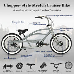 Tracer Master 3i 20'' Internal 3-Speed Chopper Style Cruiser Bike