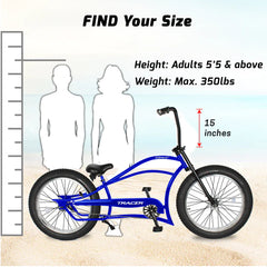 Tracer Siena GT 26'' Chopper Stretch Cruiser Fat Tire Bikes Oversized Frame, Hi-rise Handlebar, available in 1 Speed/7 Speed