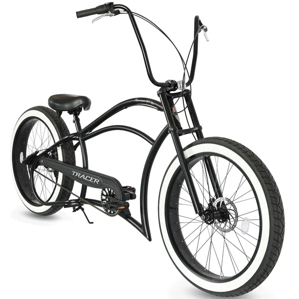 chopper 3 wheel bicycle Tracer Harman 3i 26" Internal 3-Speed Chopper Stretch Fat Tire Bike High Handlebar / Black/Polished