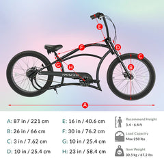 Tracer Harman 3i 26'' Vintage Internal 3-Speed Chopper Stretch Fat Tire Bike