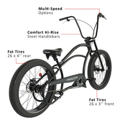 Tracer Harman 3i 26'' Vintage Internal 3-Speed Chopper Stretch Fat Tire Bike