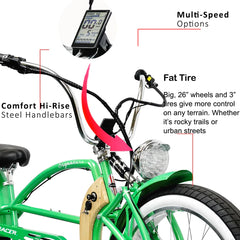 Tracer Signature Pro 26'' 800W Chopper Cruiser Electric Bike w/ Cigarette Lighter & USB Charging Port