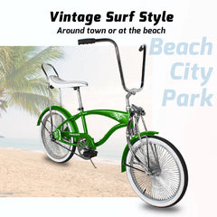 Tracer Hyena Classic Beach Lowrider Bike w/140H wheel, Single Speed, w/ Banana Seat