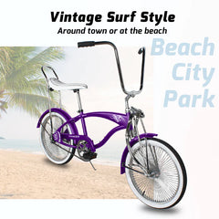 Tracer Hyena Classic Beach Lowrider Bike w/140H wheel, Single Speed, w/ Banana Seat