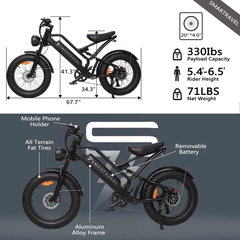 SMARTRAVEL Electric Bike 1200W Motor Electric Dirt Bike