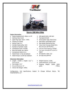 TRAILMASTER STORM 200 MINI BIKE