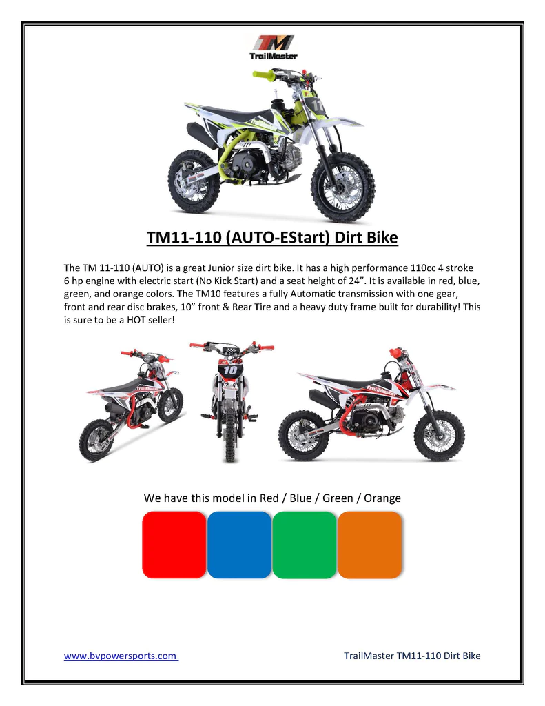Electric 110 dirt bike hotsell