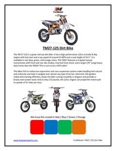 TrailMaster TM27-125 Manual Dirt Bike 17/14, Large Front Wheels