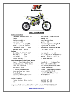 TrailMaster TMC40-140 Dirt Bike Manual Kick start