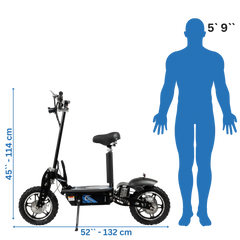 ROSSO COBRA OUTDOOR STAND-UP ELECTRIC SCOOTER BLUE WITH SEAT, FOLDABLE