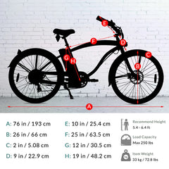 Tracer OMEGA 26" 7 Speed Electric Beach Cruiser Bike for Men.