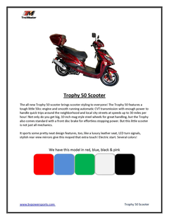 TrailMaster Trophy 50 Scooter 12V/7AH Electric/Kick Start