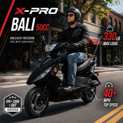 X-Pro Bali Moped Scooter 50cc (MC-D01) – 10" Wheels & LED Headlights