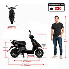 X-Pro Bali Moped Scooter 50cc (MC-D01) – 10" Wheels & LED Headlights