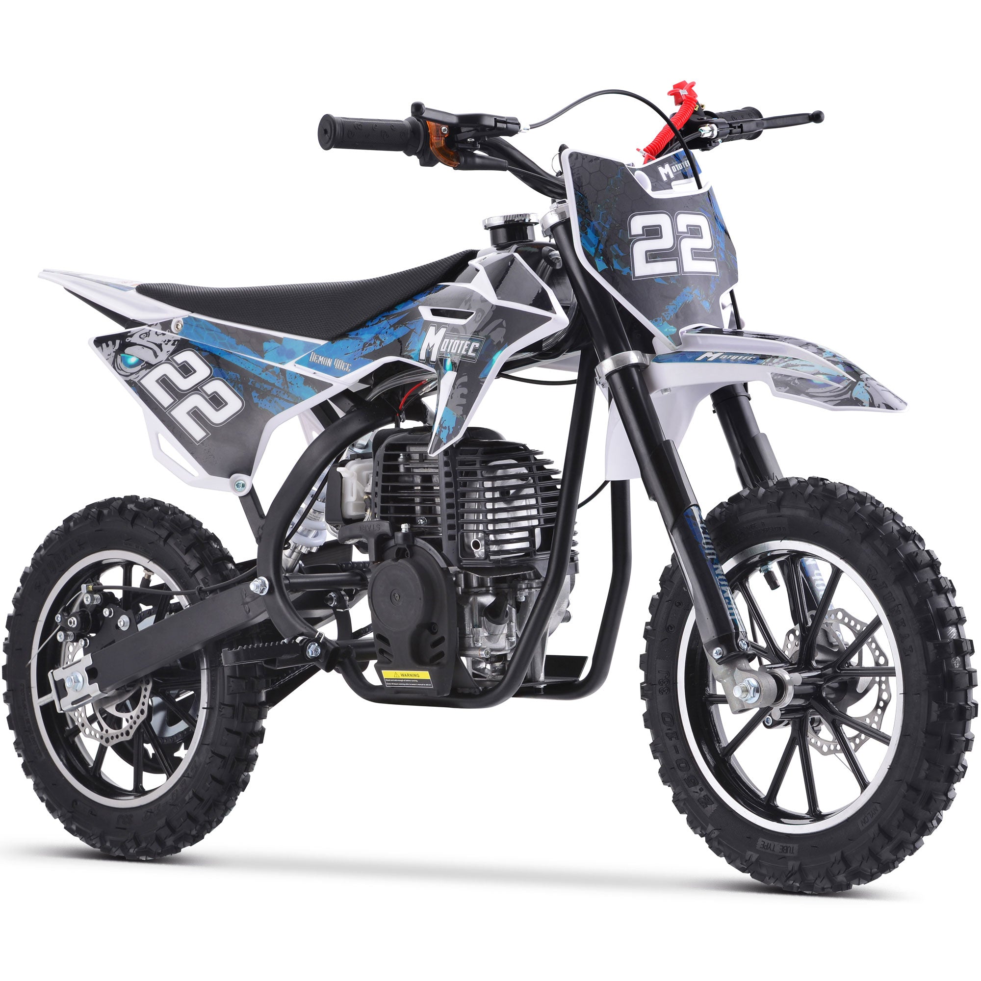 MotoTec 50cc Demon Kids Gas Dirt Bike Blue