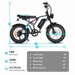 Happyrun Tank G60 Pro 2000W 48V 25A Moped Style Offroad Electric Bike Fat Tire
