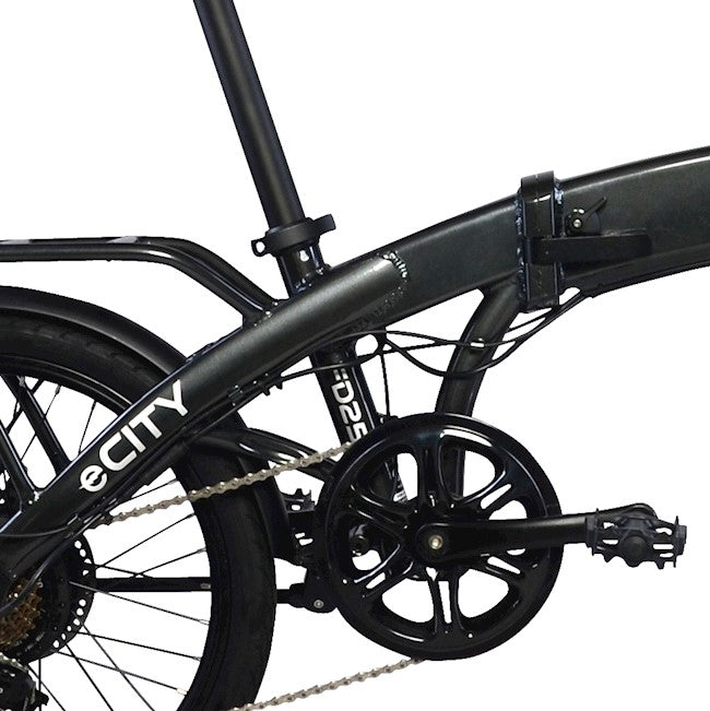 FORCE | ECITY FD250 REAR HUB 20 INCH FOLDING ELECTRIC CITY BICYCLE, BLACK