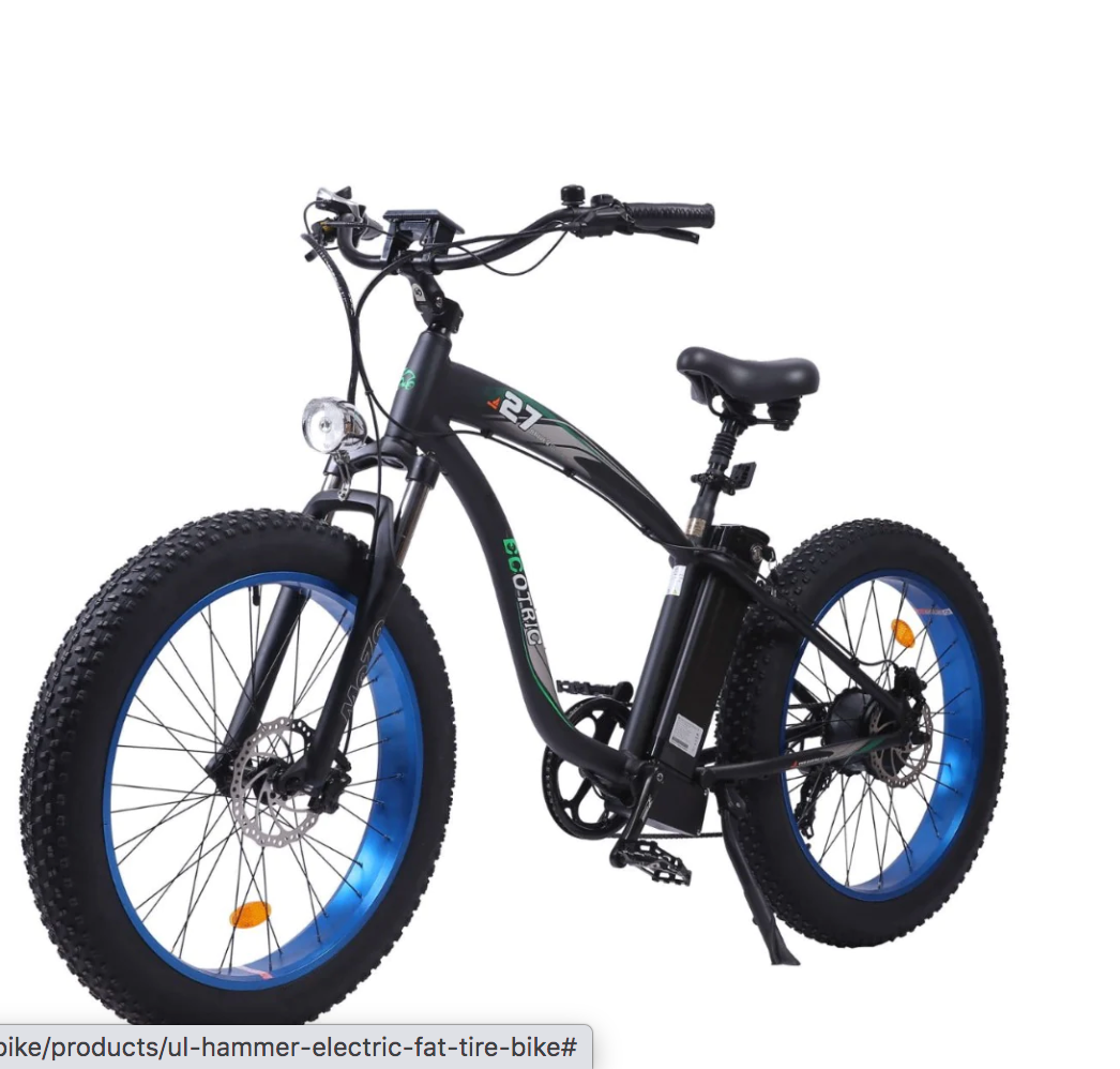 Ecotric hammer fat tire 1000w 2024 48v beach snow electric bike