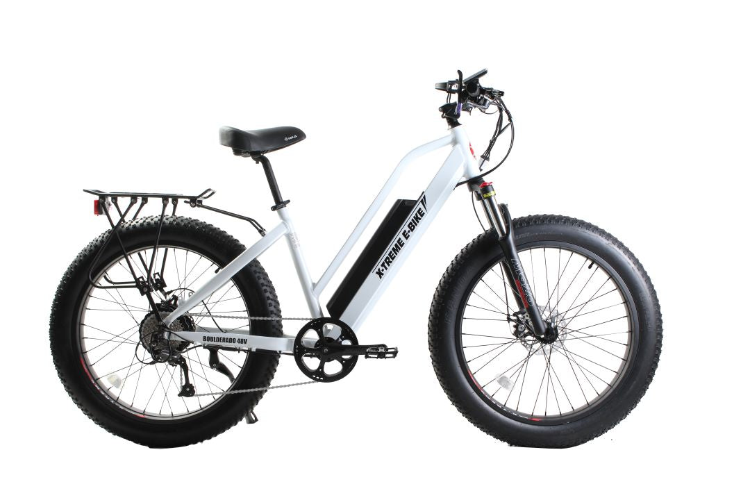 48 volt electric bicycle X-Treme 500W 48V Boulderado Fat Tire Step Thru Mountain Electric Bike